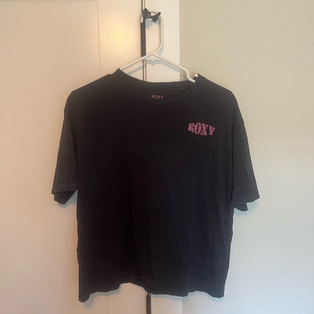 Roxy Kids Tee in Black with Pink Logo